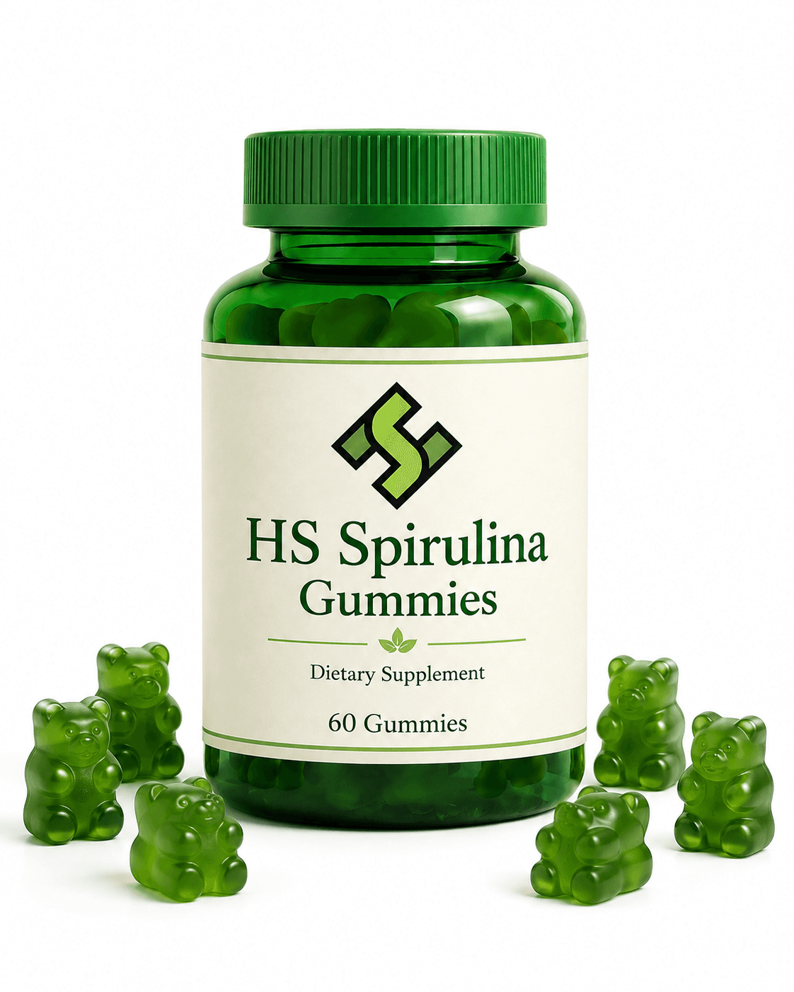 HS Spirulina Gummies bottle with gummies